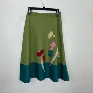 Jocomomola by Sybilla Floral Appliqué A Line Skirt